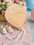 Kemmintvn Wooden Newborn Announcement Ornament, Hello World Balloon Sign with Hanging Rope, Birth Details Wood