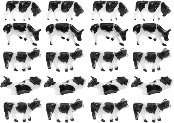 Toyvian Dairy Cow Kids Toys - 20 PCS Mini Cattle Plastic Cow Figurines, Farm Animal Collectibles