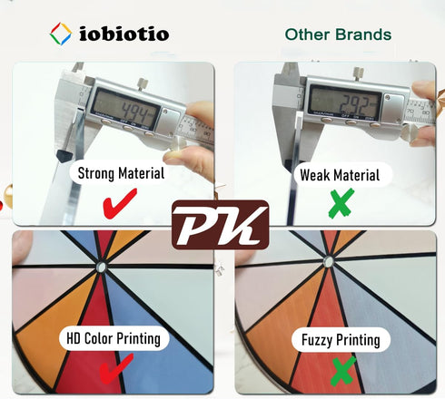 6 Inch Prize Wheel - Spinning Wheel for Prizes, 10 Slots Color Tabletop Roulette Spinner, Portable