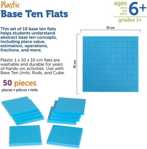 Learning Resources Plastic Base Ten Flats, 10 Piece Set