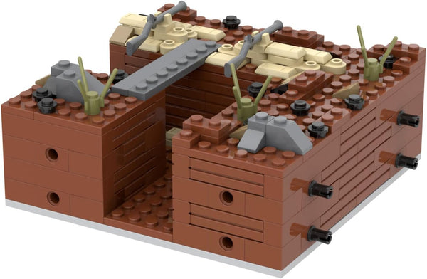 WW2 Battlefield Right Corner Military Block Set, 200PCS Military Building Block Set Can Freely Build Battle Scenes