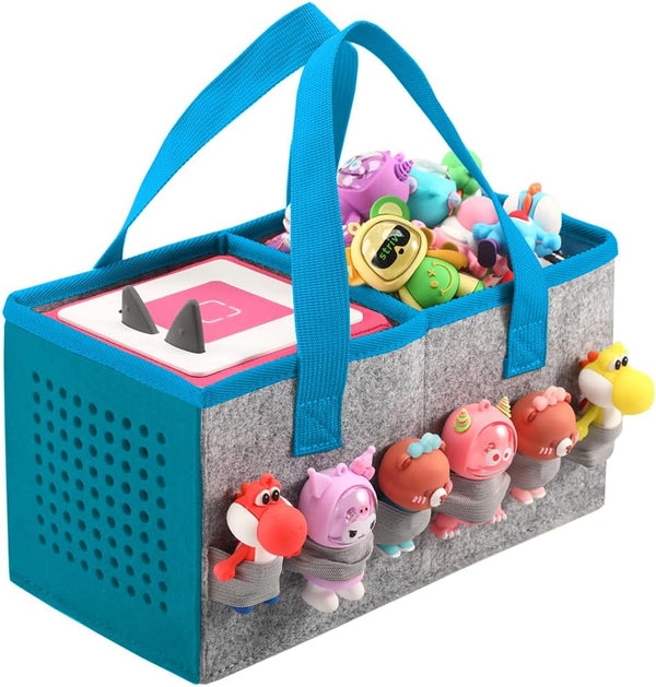 Carrying Case for Toniebox Starter Set, Travel Felt Cloth Musical Toy Folding Bag for Accessories (Blue)