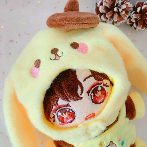 niannyyhouse Yellow Dog Suit Doll Dressup, Hat, Jacket, Overalls, Shoes for 7.8in/20cm Plush Dolls
