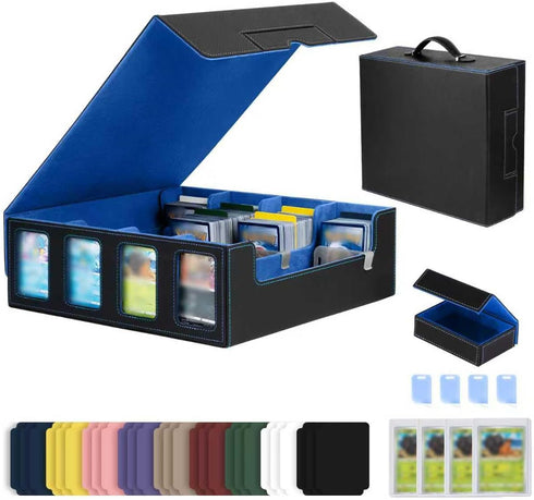 PU Leather Storage Case Fits with Display,3000+ Cards,4-Row Deck Case with Removable