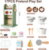 Playset Girl,17pcs Kids Wooden Coffee Maker Toy,Coffee Machine with Grinder,Play Coffee Making Routine,Stimulates