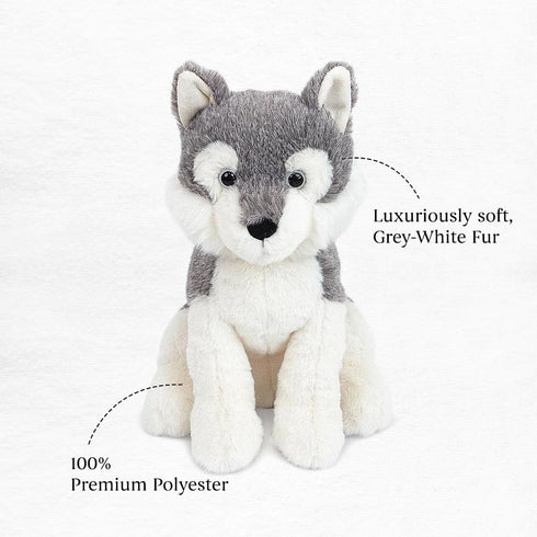 MON AMI Yukon The Husky Dog Stuffed Animal – 12”, Hand Crafted Soft Cuddly Plush Toy