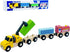SAIBURAZ Sets 3+ Wooden Trains Cars with Crane Magnetic Train Toys for Wooden Train Tracks Train for Toddlers and Kids