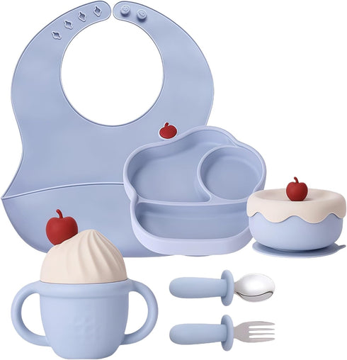 Cozy Rock Silicone Baby Feeding Set, Gelato Collection Baby Led Weaning Supplies, First Self-Feeding