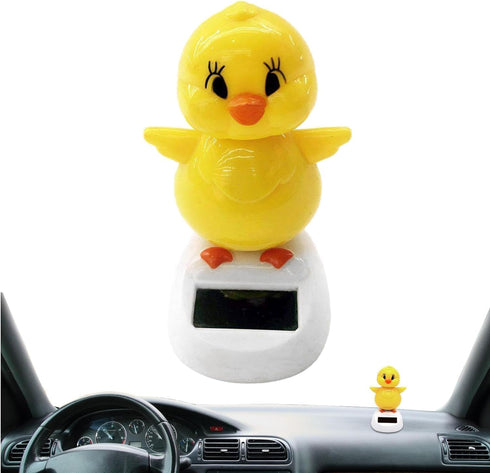 Solar Dancing Chick, Solar-Powered Car Charm, Cartoon Bobble Head Chick Ornaments, Solar Dancing Figurines for Car