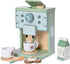 Kids Wooden Toys Toddler Pretend Play Kitchen Accessories - Green Coffee Maker Espresso Machine Playset