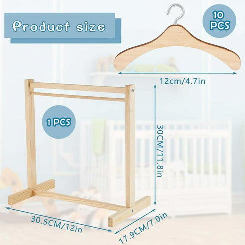22 18 Inch Civaner Pcs Doll Garment Rack with Wooden Clothes Hanger for Girl Doll Clothes Mini Hangers Wardrobe