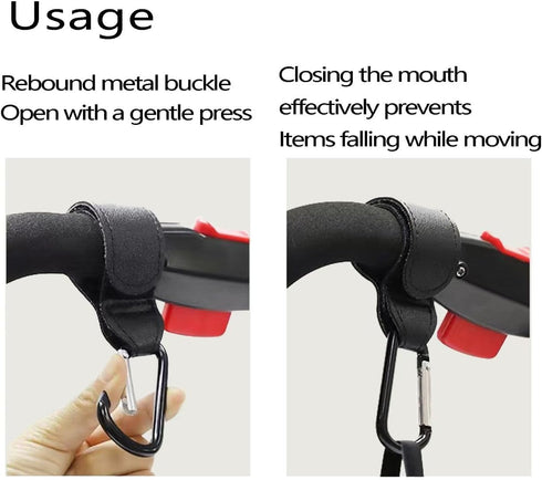 GHYUOPIEF Bags,2 Pack Stroller Hooks for Non-Slip Stroller Clips and Hooks,Adjustable Stroller Carabiner Clip,Baby