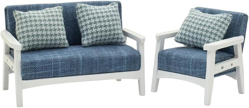 iLAND Dollhouse Couch and Miniature Sofa Set with Mini Houndstooth Cushions, Dollhouse
