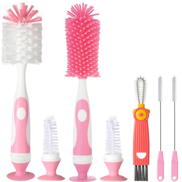 Ariseno 5-in-1 Baby Bottle Brush Set, Including Nylon and Silicone Bottle Brush,