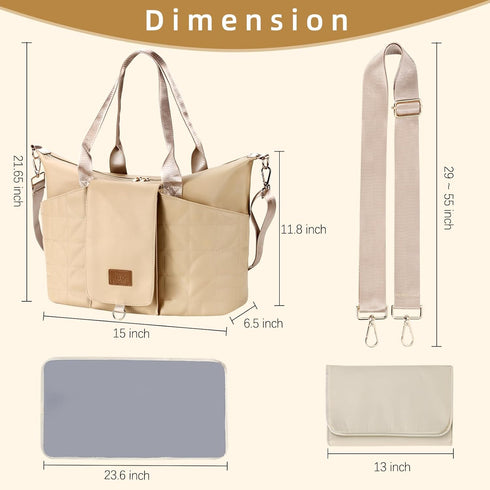 vosmles Diaper Bag Large Tote Baby Bag, Diaper Bag Purse, Capacity Travel for Labor Delivery