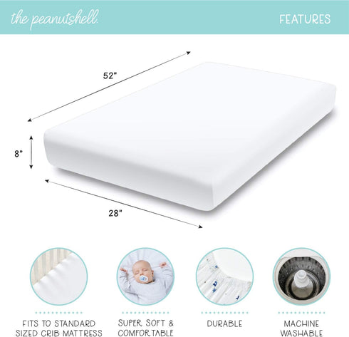 2-Pack Set The Peanutshell Fitted Crib Sheet - Super Soft & Breathable Baby Girl or Boy Crib Sheets, Nursery Decor, Fit