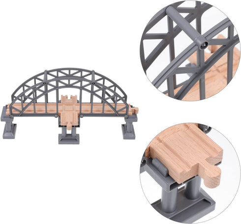 Toyvian Wooden Train Tracks Suspension Bridge Toy - Children Railway Toy Accessory for Kids