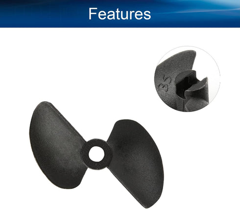 2 3.18mm 35mm 2PCS Heyiarbeit RC Boat Propeller Blades, Hole, Diameter, Plastic, CCW, Black