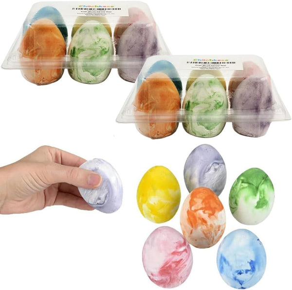 Chochkees 12-Pack Easter Marbelized Egg Chalk, Sidewalk Chalk for Kids, Easter Basket Stuffers