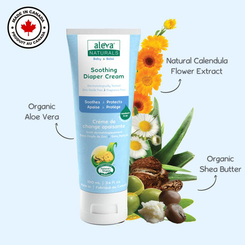 Aleva Naturals Soothing Baby Diaper Cream - Organic Shea Butter, 3.4 Fl Oz