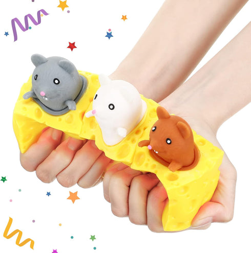 6 Pack Cheese Toy Stress Cheese Rat Toy, Sensory Anxiety Relief Office Toy Ball Fidget Toys for Birthday Stress Relief