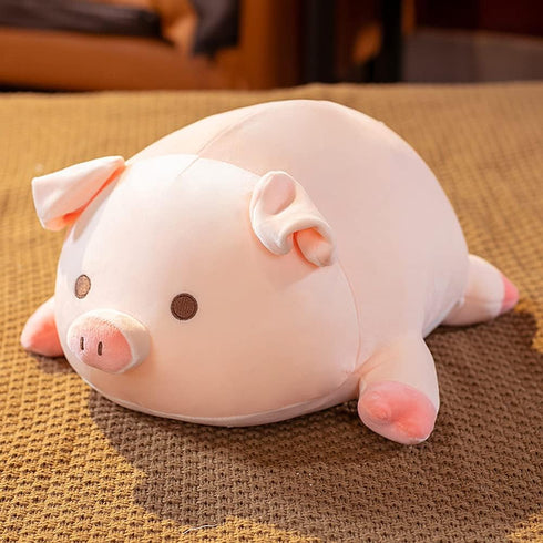Pig Stuffed Animal Hugging Pillow - Soft Fat Plush Toy Gifts for Kids, Valentine, Christmas (15.7", Round Eyes)