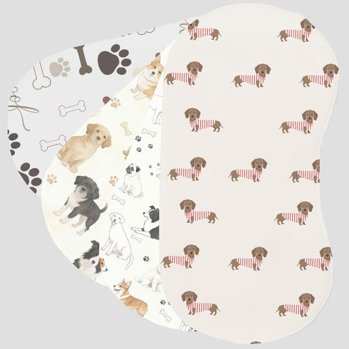 JoyframeAI 5Pack Cartoon Baby Burp Cloths for Boys Girls, Puppy Dog Baby Burping Cloths, Soft Cotton Super Absorbent
