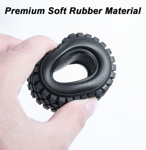 4pcs Micro Rubber Crawler Tires 1.0" for SCX24 Gladiator Bronco C10 JLU Deadbolt B17 Axial 1/24 RC Crawler
