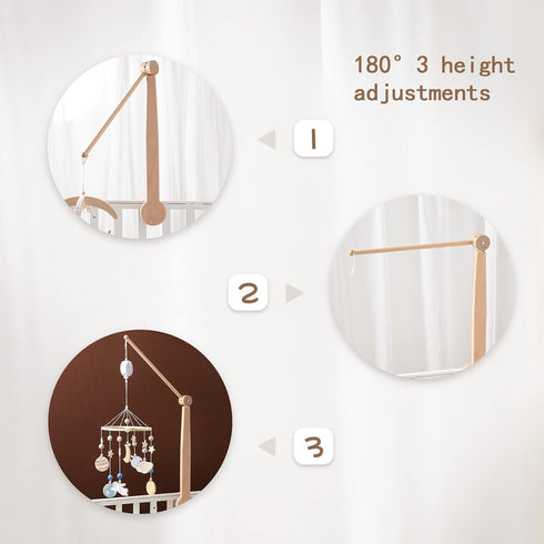 19-37 inches Baby Crib Mobile Arm,HBM Wooden Mobile Arm for Crib Mobile Hanger for Crib Baby Girl Nursery Decor