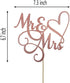 Mr and Mrs Cake Topper, Bride and Groom Sign Wedding Engagement Decorations, Double-faced Rose Gold Glitter