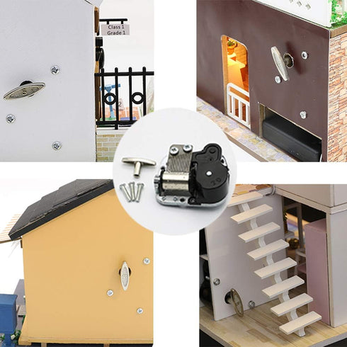 Spilay Music Movement for DIY Dollhouse Accessories, Manual Rotation Big Music Box for Most Doll Houses