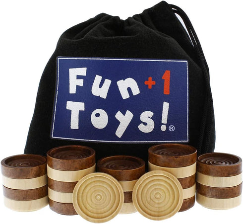 Classic Wood Checkers Stackable Pieces, Set of 26, Brown/Natural Colors, 1.125-Inch Wide