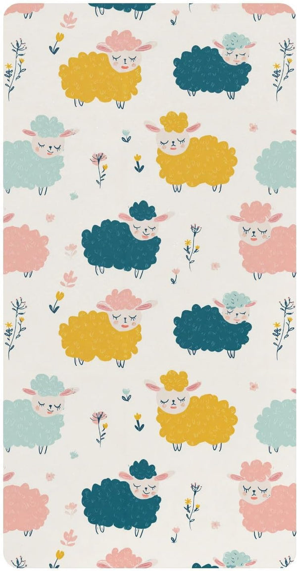 miaozhen Cotton Baby Crib Sheets for Boys Girls Soft Breathable Funny Ocean Lambs