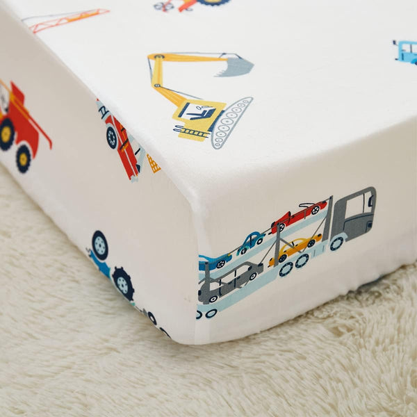 Brandream Fitted Crib Sheets Boys Construction Truck Baby Nursery Toddler Sheets Cotton