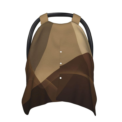 Hcpwzrf Abstract Tan and Brown Baby Car Seat Cover & Nursing Cover - Breathable Stretch Multi-Use Cover