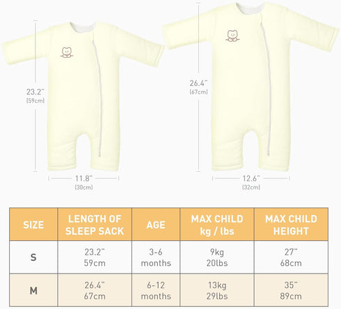 3-6 2.5 Premium Cotton Baby Sleep Sacks with Legs Winter Months Tog, Ultra Soft Wearable Blanket Sleeping Bag Sack Easy