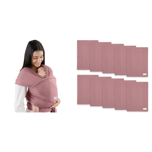 Baby Wrap Carrier and Cotton Burp Cloths, Pack of 10 Bundled by