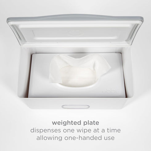 Ubbi 1 Pack 72 Baby Wipes Dispenser with Weighted Plate and Secure Seal, in Taupe + Fragrance-Free Baby Wipes Wipes