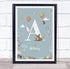 The Card Zoo New Baby Birth Details Christening Nursery Woodland Animals Initial A Gift Print