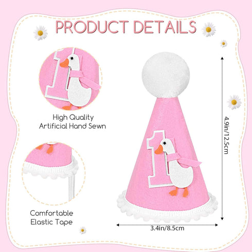1st Goose Birthday Highchair Banner Hat Cake Topper Highchair Photo Prop for Birthday Party Decorations (Goose)
