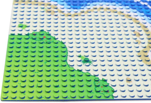 Feleph 4 Pieces Classic Blue Baseplate for City Road, Beach, Ocean Island, 10 x 10 Inches, Compatible with All Major