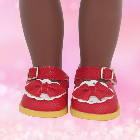 6 Pairs of Dorable Doll Shoes for 14 Inch Dolls, Cute Bow Shoes, Randomly Selected from 10 Shown