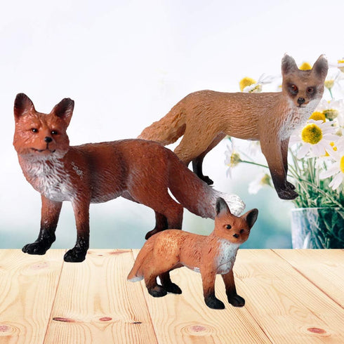 Toddmomy Fox Toy Figurine 3Pcs Animal Toys, Plastic Fox Toys Wild Animal Figure Playset for Party Favors