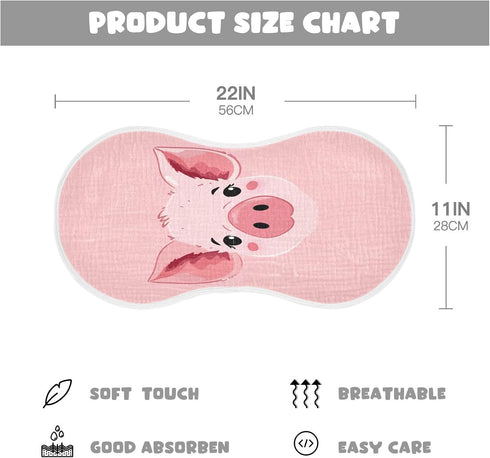 Bulletgxll Set 4, Cute Pig Face Unisex Baby Burp Cloths of Soft Absorbent Organic Cotton Muslin Burping Cloths