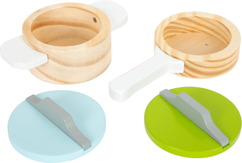 15 Playset- Set 2+, (11098) small foot wooden toys- Premium Piece Kitchen Cooking and Dining Includes Pots, Plates