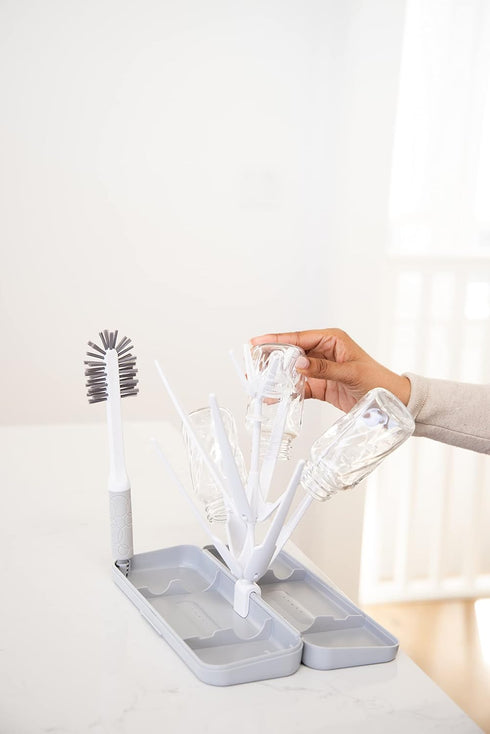 Set, 8 Ubbi On-the-Go Drying Rack and Brush Includes Travel Case and Bottle Brush for Compact Storage, Holds Up