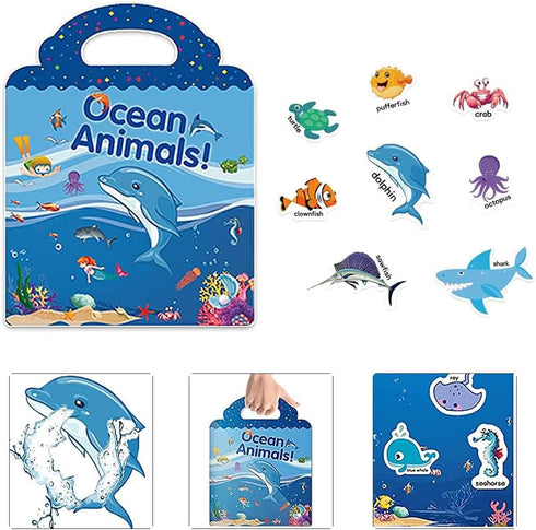 Reusable Sticker Book for Kids - Ocean Stickers Educational Learning Toys Travel Activity Books for Toddler Girls
