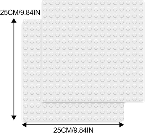 BOROLA Classic 10" x 10" Base Block Plate Compatible with All Major Brands Style Bricks (Only with Bigger Size Blocks) 2Pcs, White