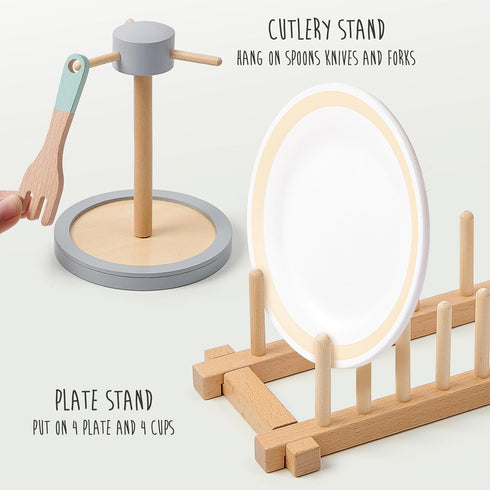 3-5, 3 4 5 6 Lonico Wooden Play Kitchen Accessories Toys for Toddlers Kids Play Kitchen with Realistic Plates & Dishes