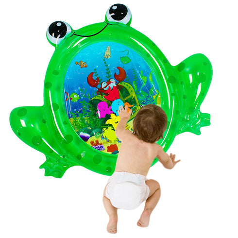 Frog Baby Water Mat, Inflatable Play Mat, Tummy Time Baby Toys, Fun Early Development Activity Play Center for Newborn